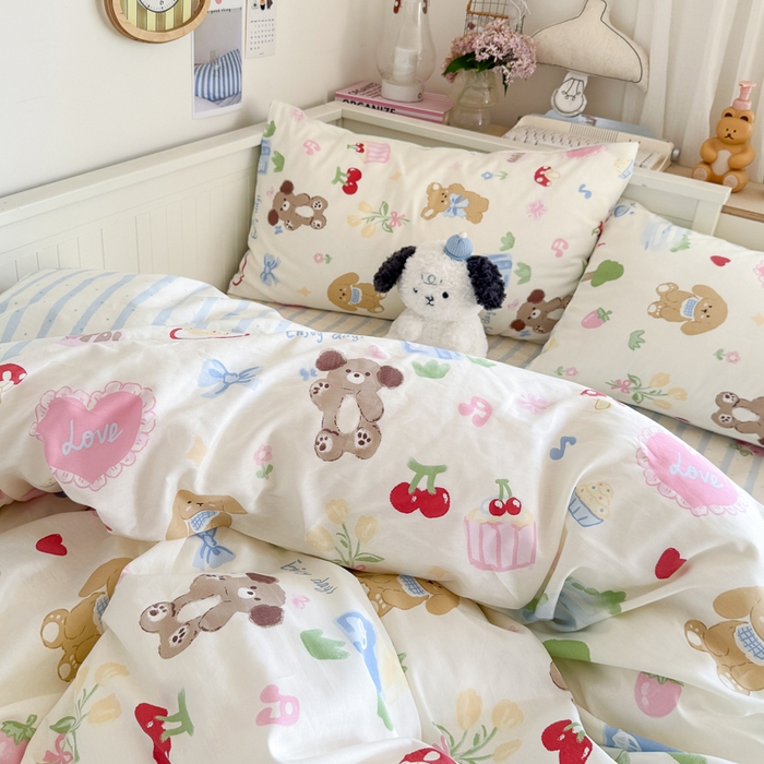 91家纺网 家纺一手货源 找家纺 Sweet dreams甜梦 2025新款卡通小清新全棉四件套 蛋糕小狗