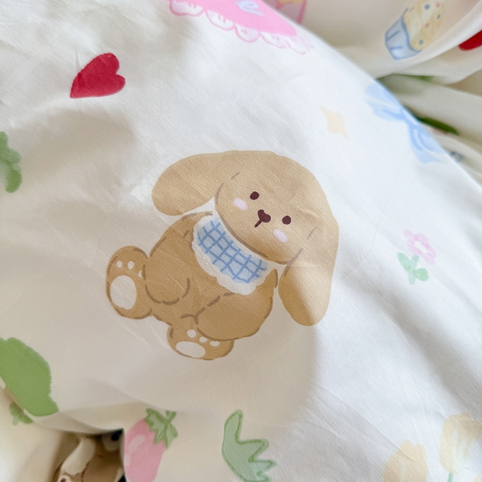 91家纺网 家纺一手货源 找家纺 Sweet dreams甜梦 2025新款卡通小清新全棉四件套 蛋糕小狗