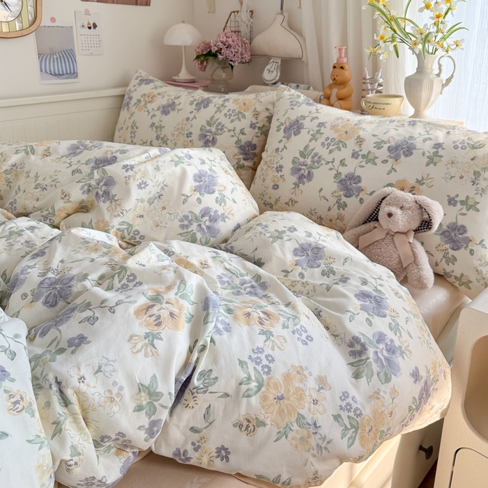 91家纺网 家纺一手货源 找家纺 Sweet dreams甜梦 2025新款卡通小清新全棉四件套 繁花