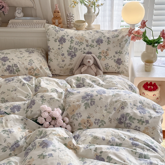 91家纺网 家纺一手货源 找家纺 Sweet dreams甜梦 2025新款卡通小清新全棉四件套 繁花