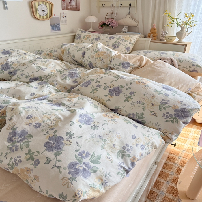 91家纺网 家纺一手货源 找家纺 Sweet dreams甜梦 2025新款卡通小清新全棉四件套 繁花