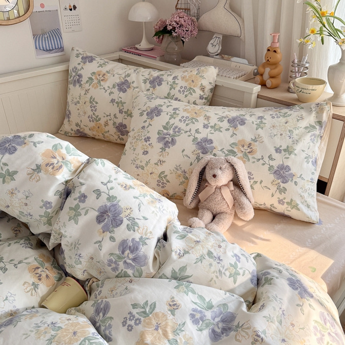 91家纺网 家纺一手货源 找家纺 Sweet dreams甜梦 2025新款卡通小清新全棉四件套 繁花