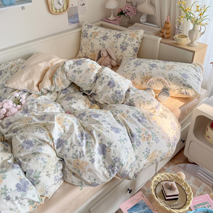 91家纺网 家纺一手货源 找家纺 Sweet dreams甜梦 2025新款卡通小清新全棉四件套 繁花