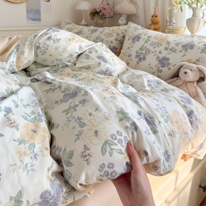 91家纺网 家纺一手货源 找家纺 Sweet dreams甜梦 2025新款卡通小清新全棉四件套 繁花