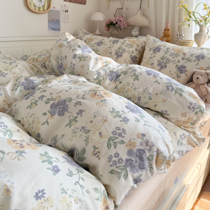 91家纺网 家纺一手货源 找家纺 Sweet dreams甜梦 2025新款卡通小清新全棉四件套 繁花