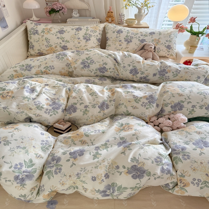 91家纺网 家纺一手货源 找家纺 Sweet dreams甜梦 2025新款卡通小清新全棉四件套 繁花