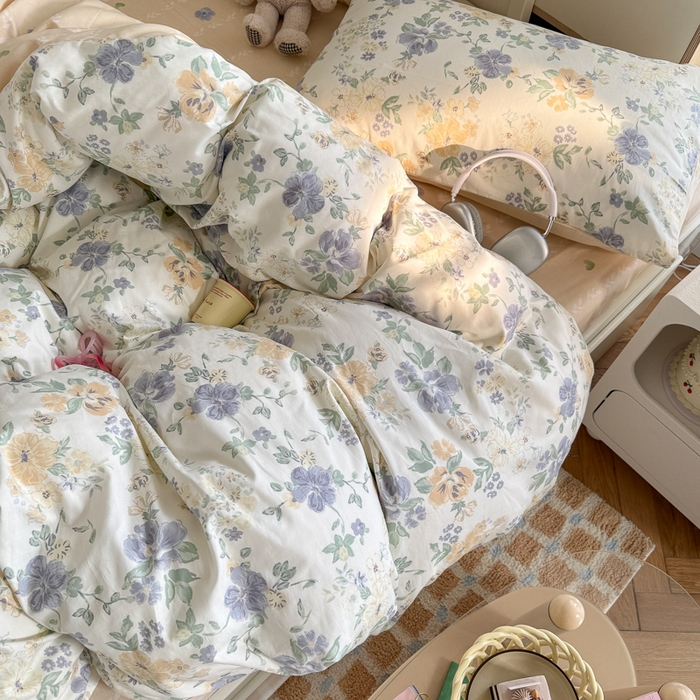 91家纺网 家纺一手货源 找家纺 Sweet dreams甜梦 2025新款卡通小清新全棉四件套 繁花