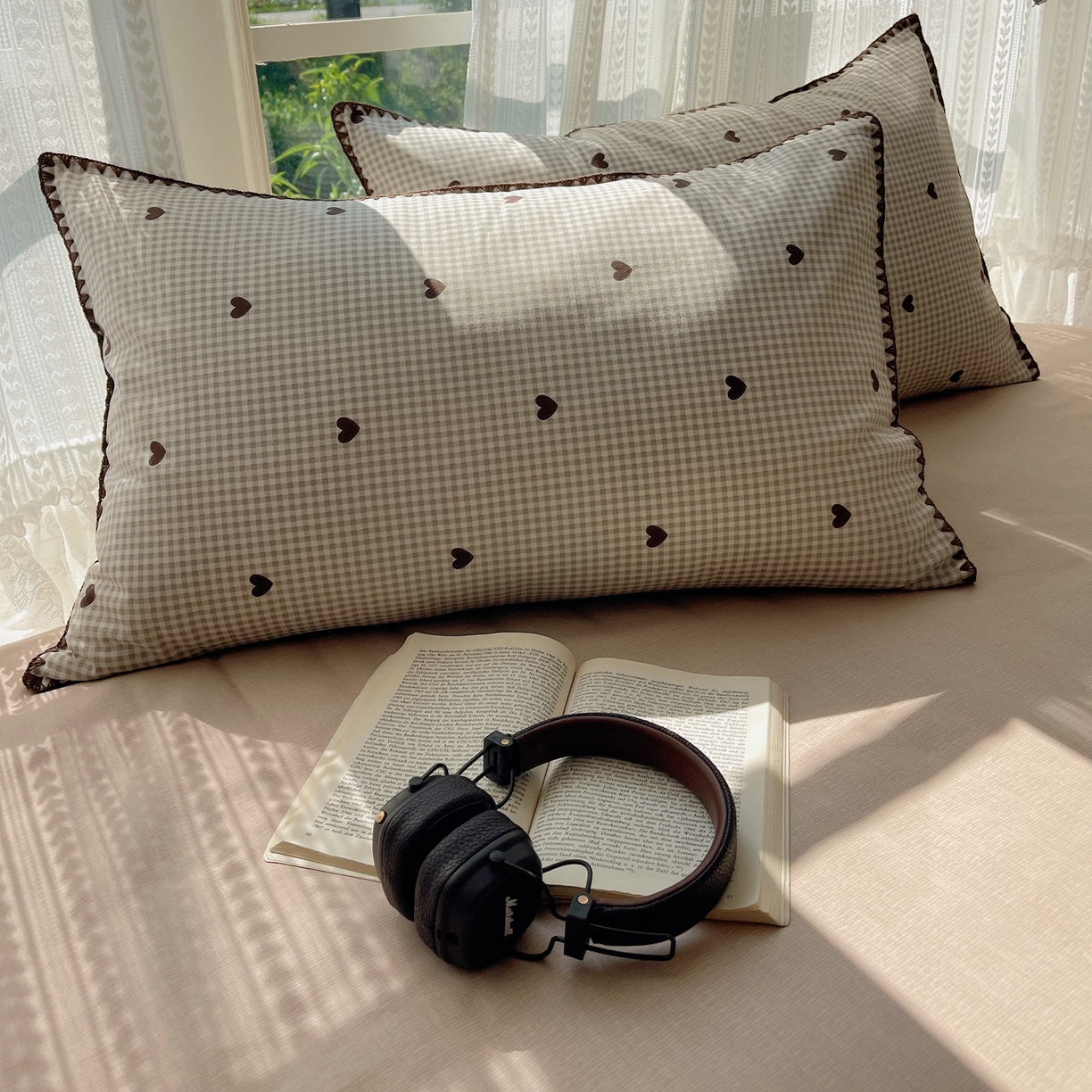 91家纺网 家纺一手货源 找家纺 瑞莱 2025开学季全棉印花贝壳边四件套 奶昔格