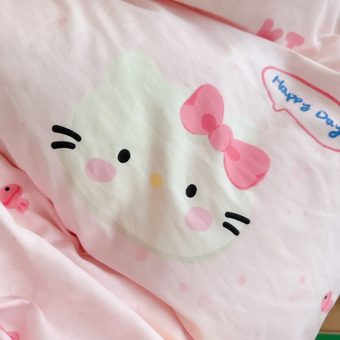 91家纺网 家纺一手货源 找家纺 Sweet dreams甜梦 2025新款卡通小清新全棉四件套 粉色小猫