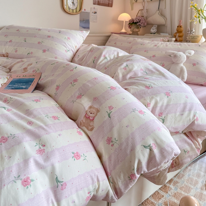 Sweet dreams甜梦 2025新款卡通小清新全棉四件套 花花小熊