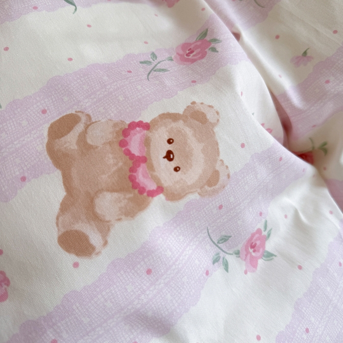 91家纺网 家纺一手货源 找家纺 Sweet dreams甜梦 2025新款卡通小清新全棉四件套 花花小熊