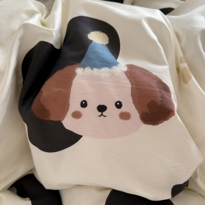 91家纺网 家纺一手货源 找家纺 Sweet dreams甜梦 2025新款卡通小清新全棉四件套 蘑菇小狗