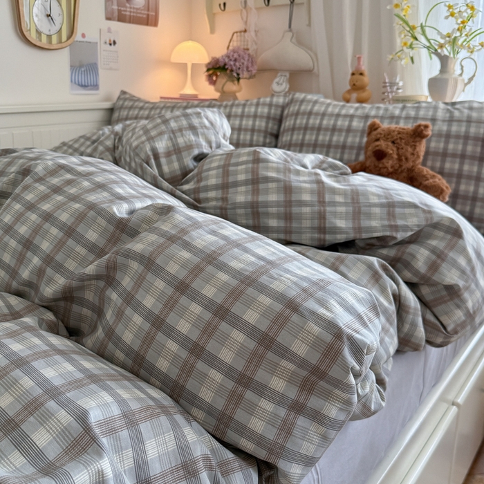 91家纺网 家纺一手货源 找家纺 Sweet dreams甜梦 2025新款卡通小清新全棉四件套 时尚格子