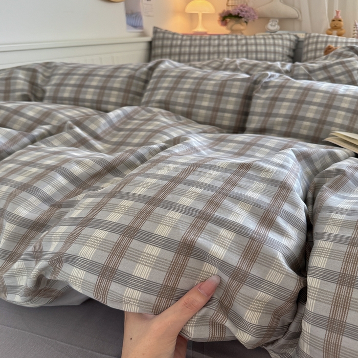 91家纺网 家纺一手货源 找家纺 Sweet dreams甜梦 2025新款卡通小清新全棉四件套 时尚格子