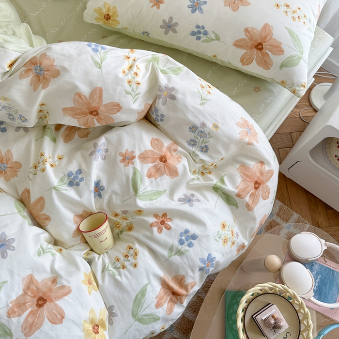 91家纺网 家纺一手货源 找家纺 Sweet dreams甜梦 2025新款卡通小清新全棉四件套 沐秋