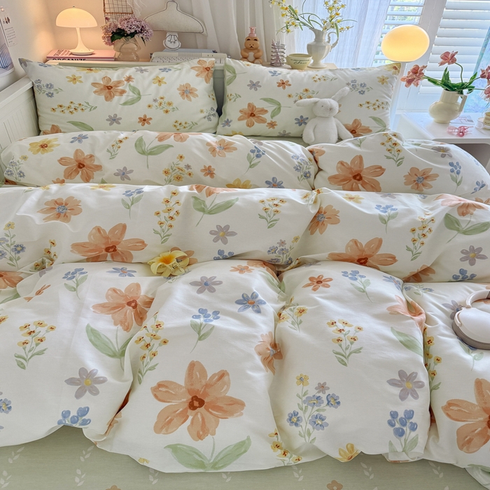 91家纺网 家纺一手货源 找家纺 Sweet dreams甜梦 2025新款卡通小清新全棉四件套 沐秋