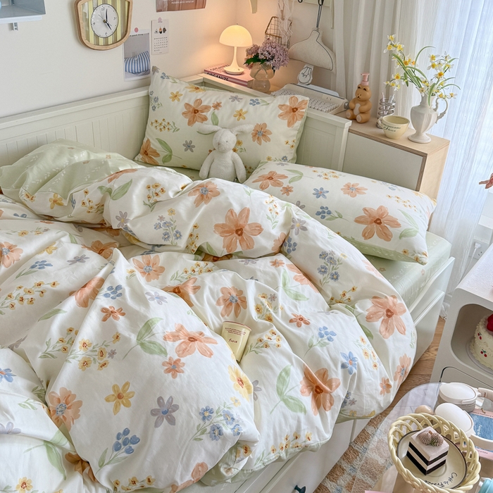 91家纺网 家纺一手货源 找家纺 Sweet dreams甜梦 2025新款卡通小清新全棉四件套 沐秋