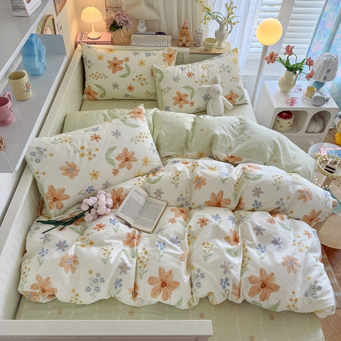 91家纺网 家纺一手货源 找家纺 Sweet dreams甜梦 2025新款卡通小清新全棉四件套 沐秋