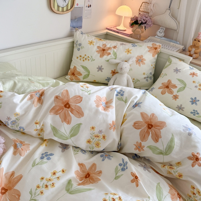 91家纺网 家纺一手货源 找家纺 Sweet dreams甜梦 2025新款卡通小清新全棉四件套 沐秋