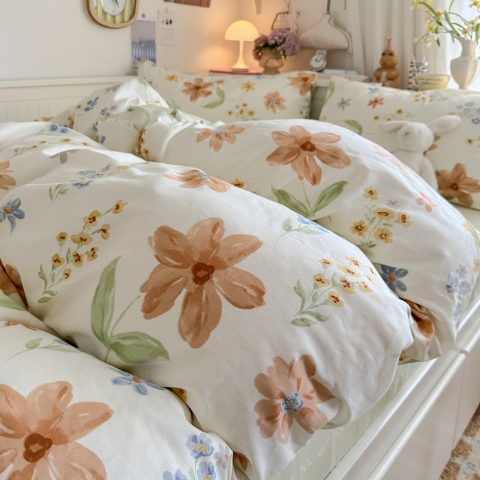 91家纺网 家纺一手货源 找家纺 Sweet dreams甜梦 2025新款卡通小清新全棉四件套 沐秋