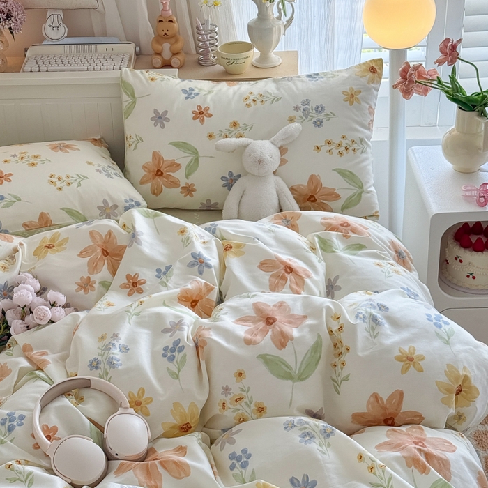 91家纺网 家纺一手货源 找家纺 Sweet dreams甜梦 2025新款卡通小清新全棉四件套 沐秋