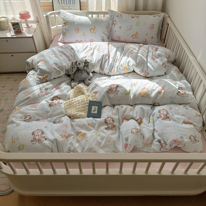 91家纺网 家纺一手货源 找家纺 （总）芷凡家纺 2025新款印花水洗棉双层纱四件套