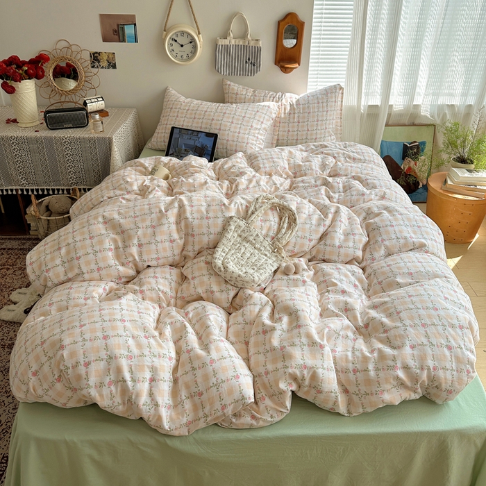 91家纺网 家纺一手货源 找家纺 （总）芷凡家纺 2025新款印花水洗棉双层纱四件套