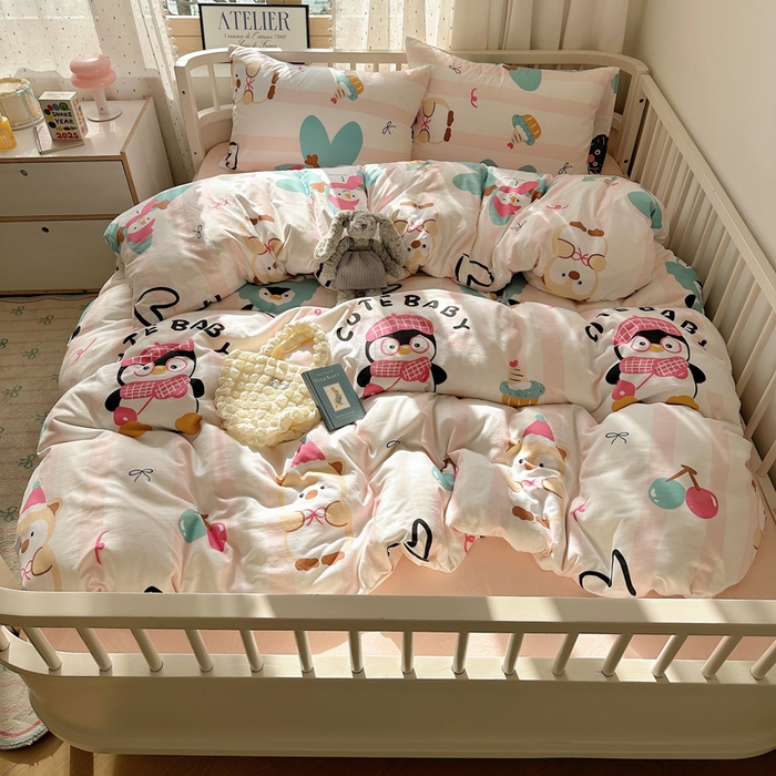 91家纺网 家纺一手货源 找家纺 （总）芷凡家纺 2025新款印花水洗棉双层纱四件套