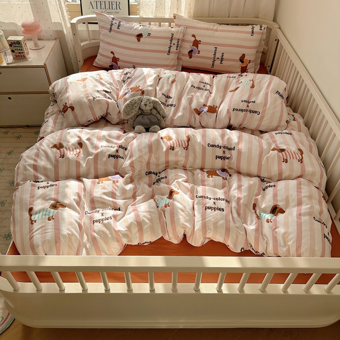 91家纺网 家纺一手货源 找家纺 （总）芷凡家纺 2025新款印花水洗棉双层纱四件套