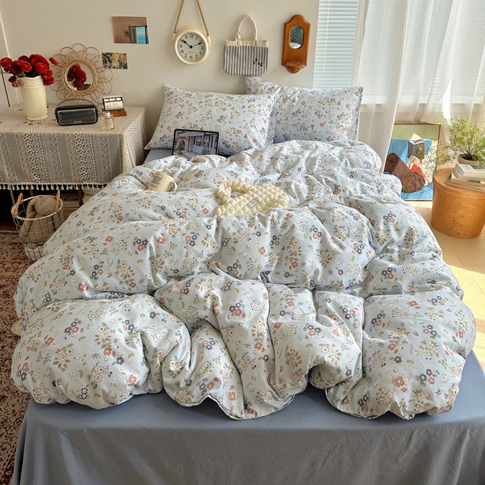 91家纺网 家纺一手货源 找家纺 （总）芷凡家纺 2025新款印花水洗棉双层纱四件套