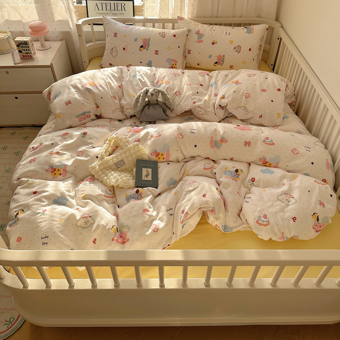 91家纺网 家纺一手货源 找家纺 （总）芷凡家纺 2025新款印花水洗棉双层纱四件套