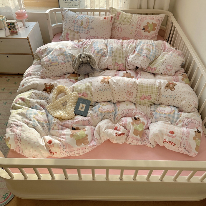 91家纺网 家纺一手货源 找家纺 （总）芷凡家纺 2025新款印花水洗棉双层纱四件套