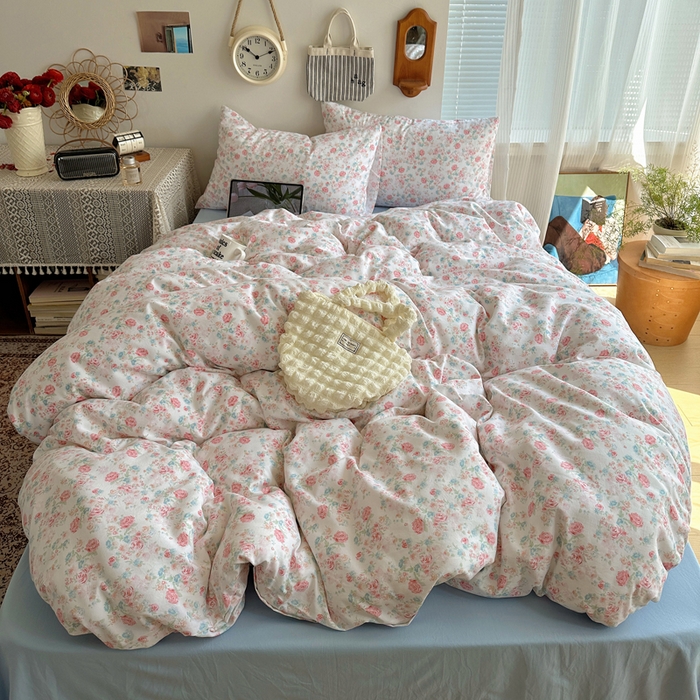 91家纺网 家纺一手货源 找家纺 （总）芷凡家纺 2025新款印花水洗棉双层纱四件套