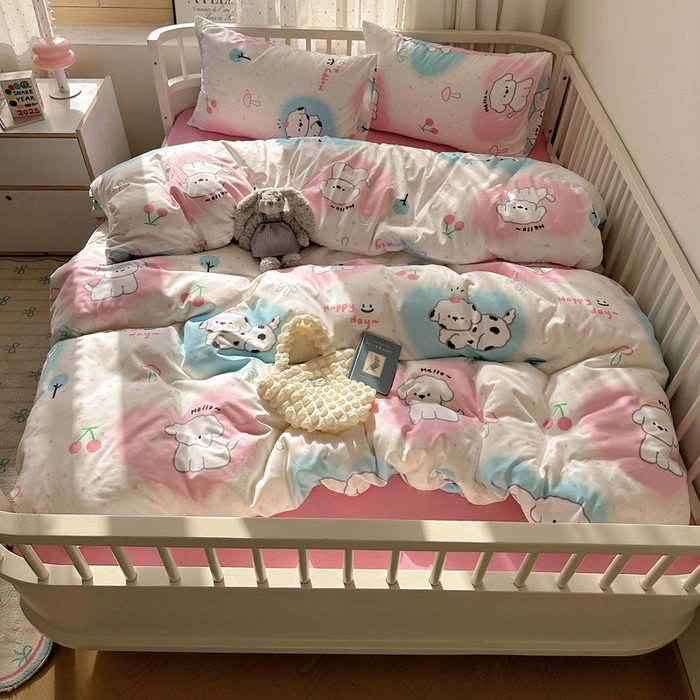 91家纺网 家纺一手货源 找家纺 （总）芷凡家纺 2025新款印花水洗棉双层纱四件套