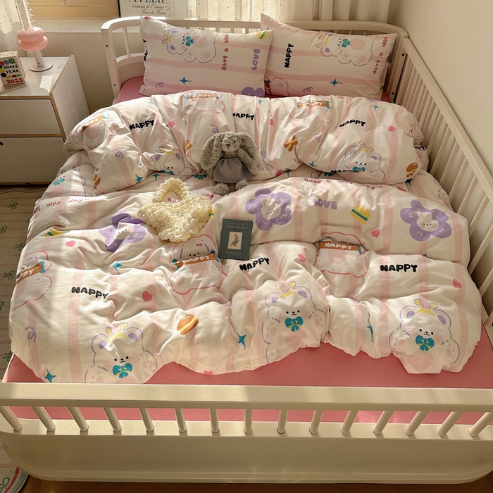 91家纺网 家纺一手货源 找家纺 （总）芷凡家纺 2025新款印花水洗棉双层纱四件套