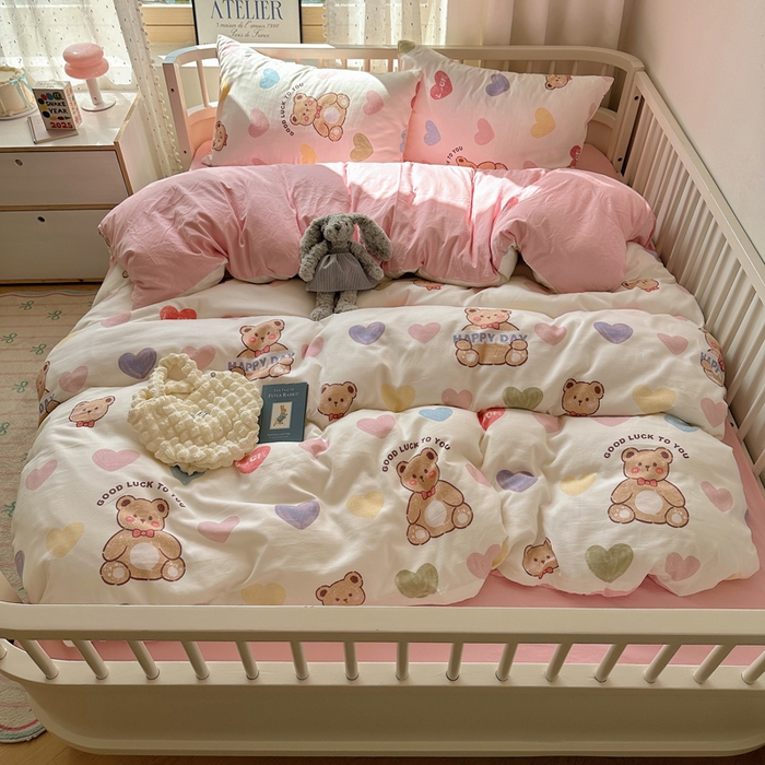 91家纺网 家纺一手货源 找家纺 （总）芷凡家纺 2025新款印花水洗棉双层纱四件套