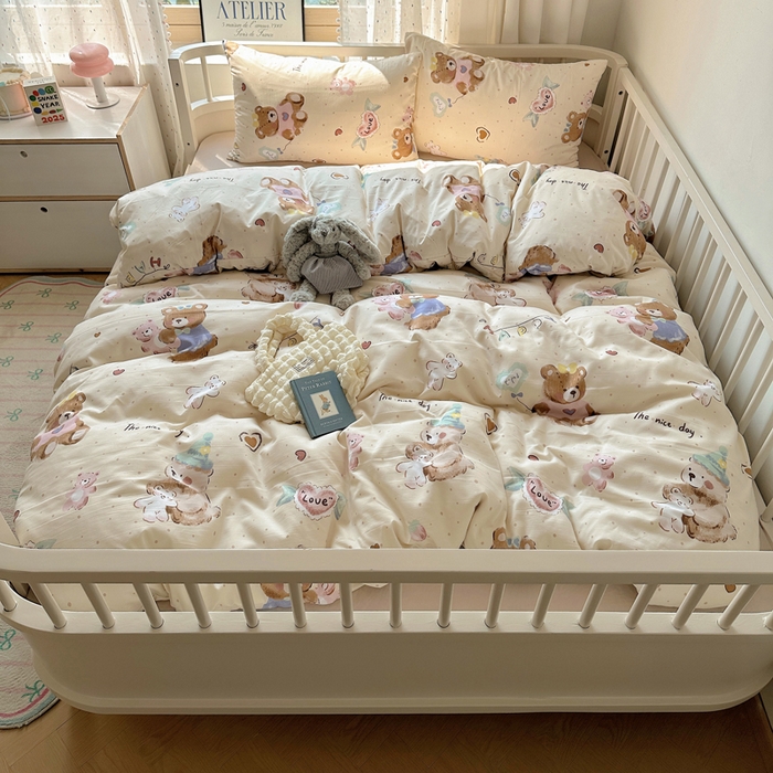 91家纺网 家纺一手货源 找家纺 （总）芷凡家纺 2025新款印花水洗棉双层纱四件套