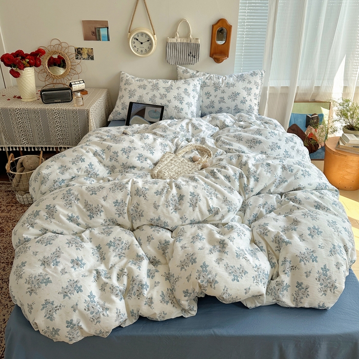 91家纺网 家纺一手货源 找家纺 （总）芷凡家纺 2025新款印花水洗棉双层纱四件套