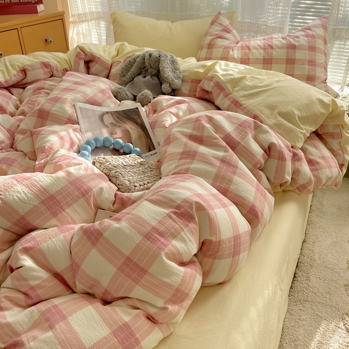 91家纺网 家纺一手货源 找家纺 （总）轻奢坊2025新款格子撞色四件套