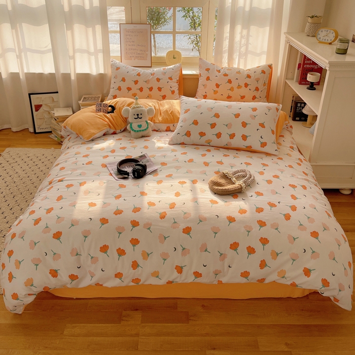 91家纺网 家纺一手货源 找家纺 （总）芷凡家纺 2025新款印花水洗棉双层纱四件套