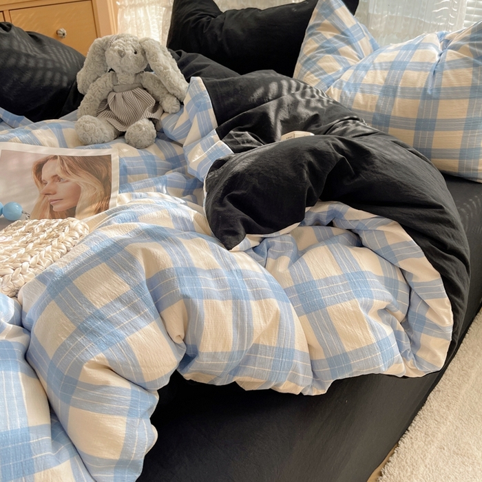 91家纺网 家纺一手货源 找家纺 （总）轻奢坊2025新款格子撞色四件套