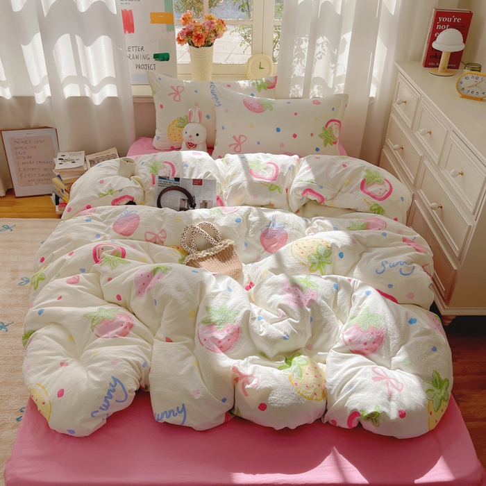 91家纺网 家纺一手货源 找家纺 （总）芷凡家纺 2025新款印花水洗棉双层纱四件套