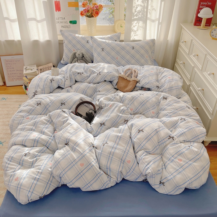 91家纺网 家纺一手货源 找家纺 （总）芷凡家纺 2025新款印花水洗棉双层纱四件套