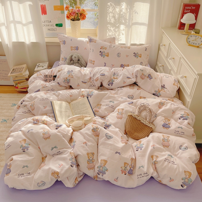 91家纺网 家纺一手货源 找家纺 （总）芷凡家纺 2025新款印花水洗棉双层纱四件套