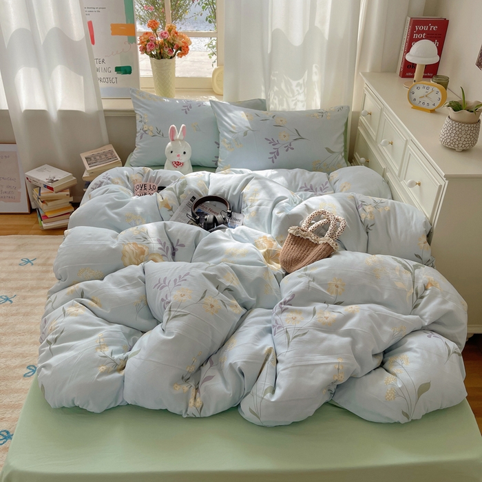 91家纺网 家纺一手货源 找家纺 （总）芷凡家纺 2025新款印花水洗棉双层纱四件套