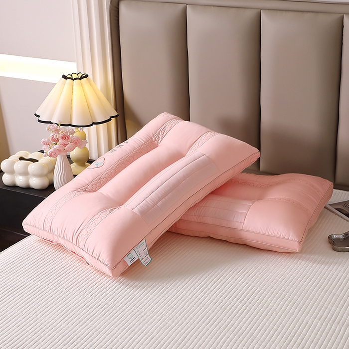 91家纺网 家纺一手货源 找家纺 木子晗 2025新款A类全棉决明子护颈枕 粉色