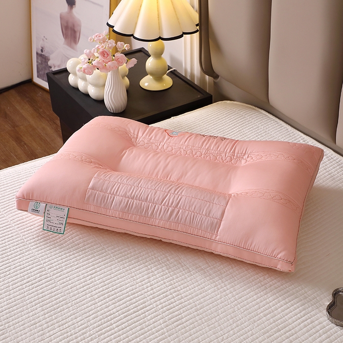 91家纺网 家纺一手货源 找家纺 木子晗 2025新款A类全棉决明子护颈枕 粉色