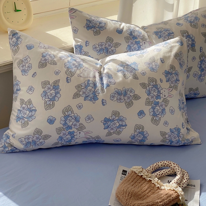 91家纺网 家纺一手货源 找家纺 芷凡家纺 2025新款水洗棉双层纱四件套 兰兰兔