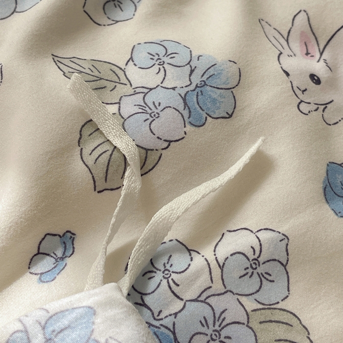 91家纺网 家纺一手货源 找家纺 芷凡家纺 2025新款水洗棉双层纱四件套 兰兰兔