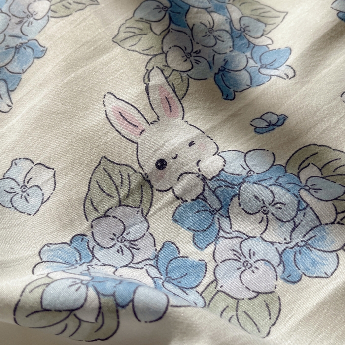 91家纺网 家纺一手货源 找家纺 芷凡家纺 2025新款水洗棉双层纱四件套 兰兰兔